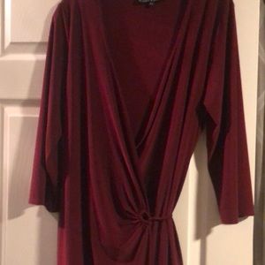 Wrap dress 3/4 sleeve burgundy